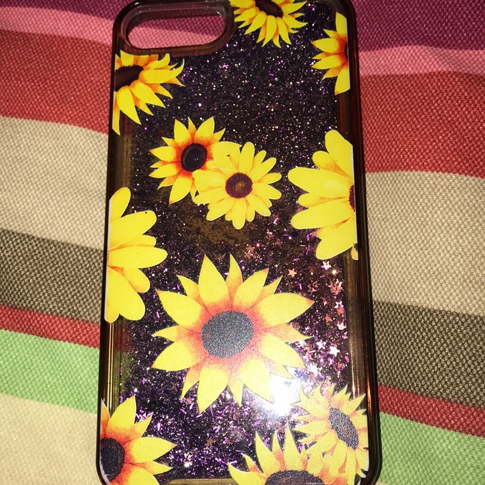 Yellow sunflower clear glitter case! iPhone 7 Plus